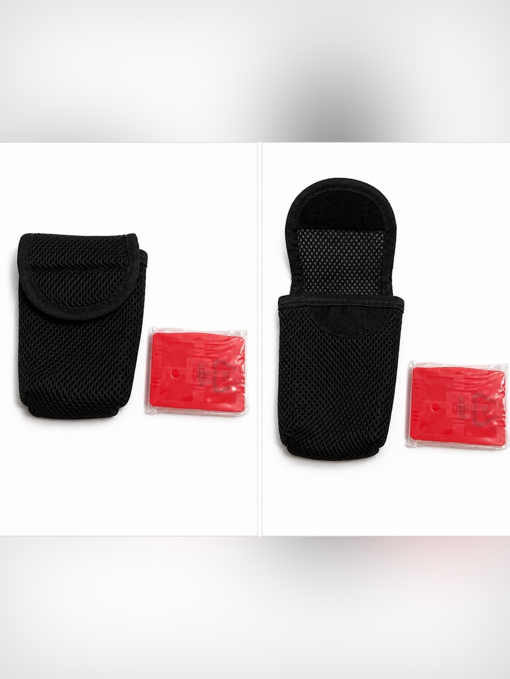 Nintendo Switch Black Carrying Pouch Holder Velcro w/ 1 Red Plastic Game Case